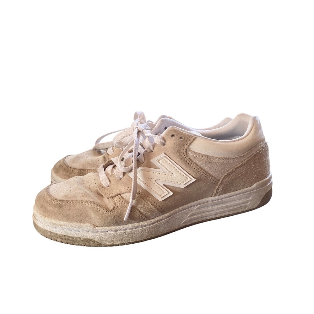 New Balance 480 Suede Leather Court Sneakers 10 Tan White Preppy Minimalist 90s